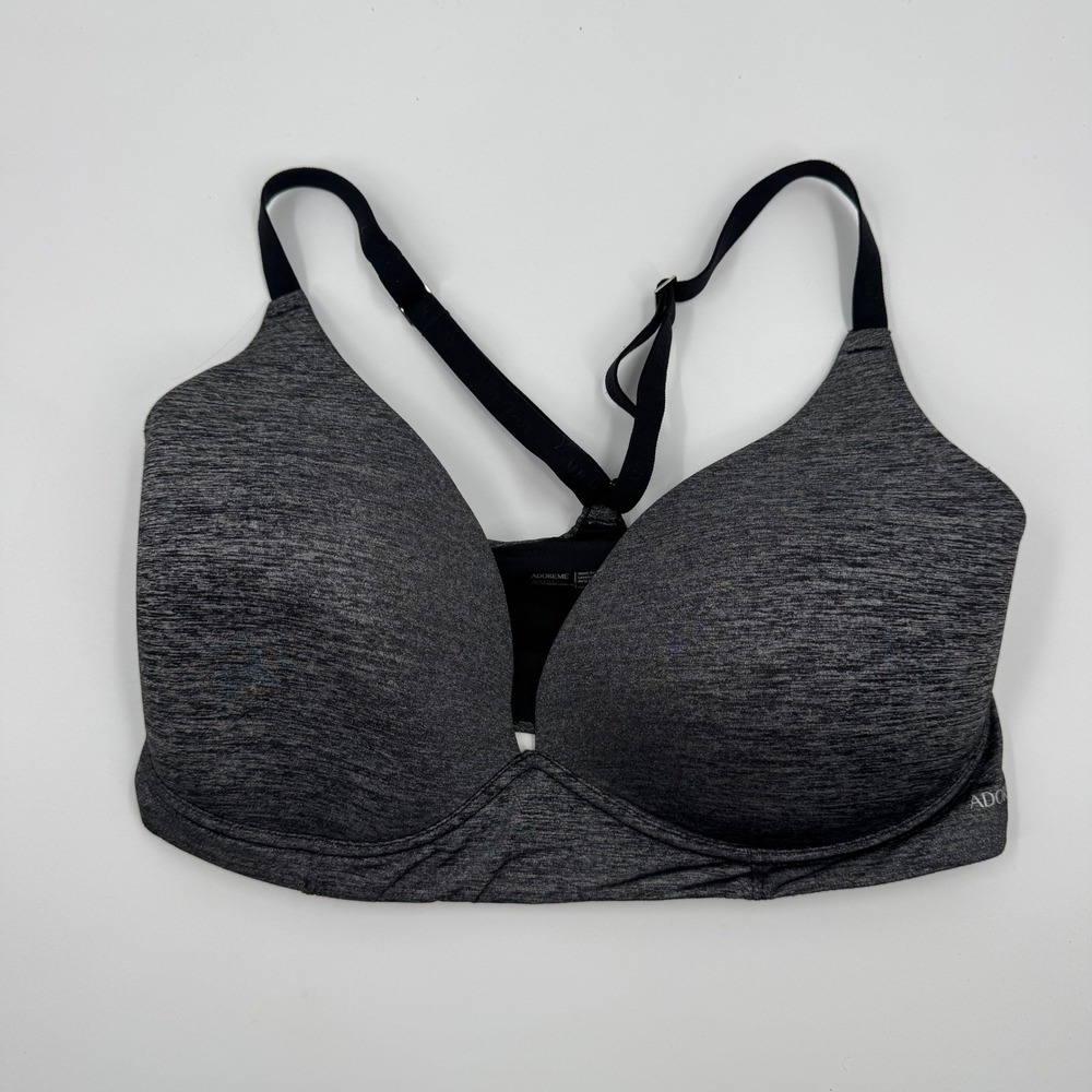 Adore Me Heather Gray Underwire Racerback‎ Sports Bra 34DDD BR-07086-PLU